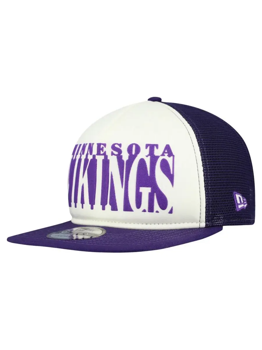 New Era Мужская кремово-фиолетовая кепка Minnesota Vikings Cutout A-Frame 9FIFTY Snapback — изображение 2 из 4