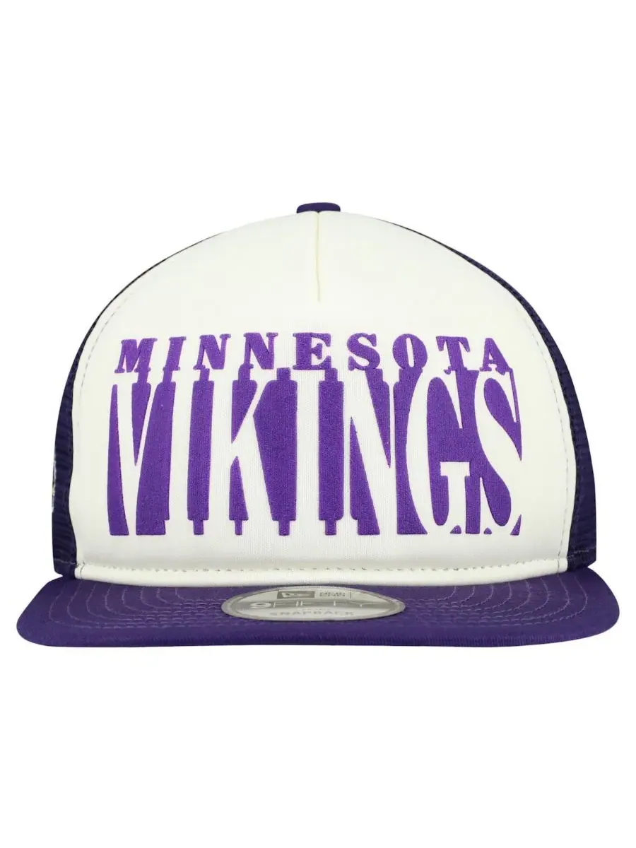 New Era Мужская кремово-фиолетовая кепка Minnesota Vikings Cutout A-Frame 9FIFTY Snapback — изображение 3 из 4