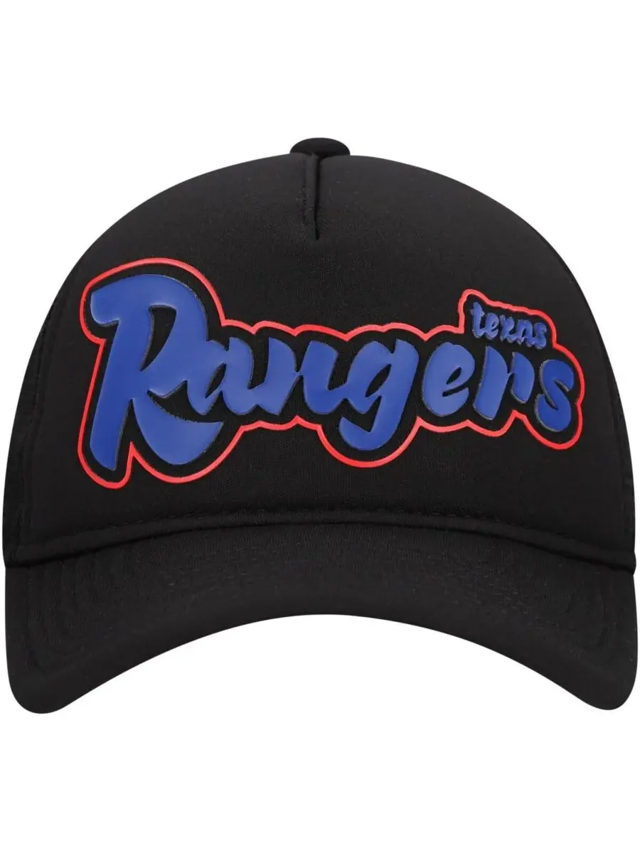 New Era Мужская черная кепка-тракер Texas Rangers в стиле ретро с А-образным вырезом, регулируемая — изображение 5 из 5