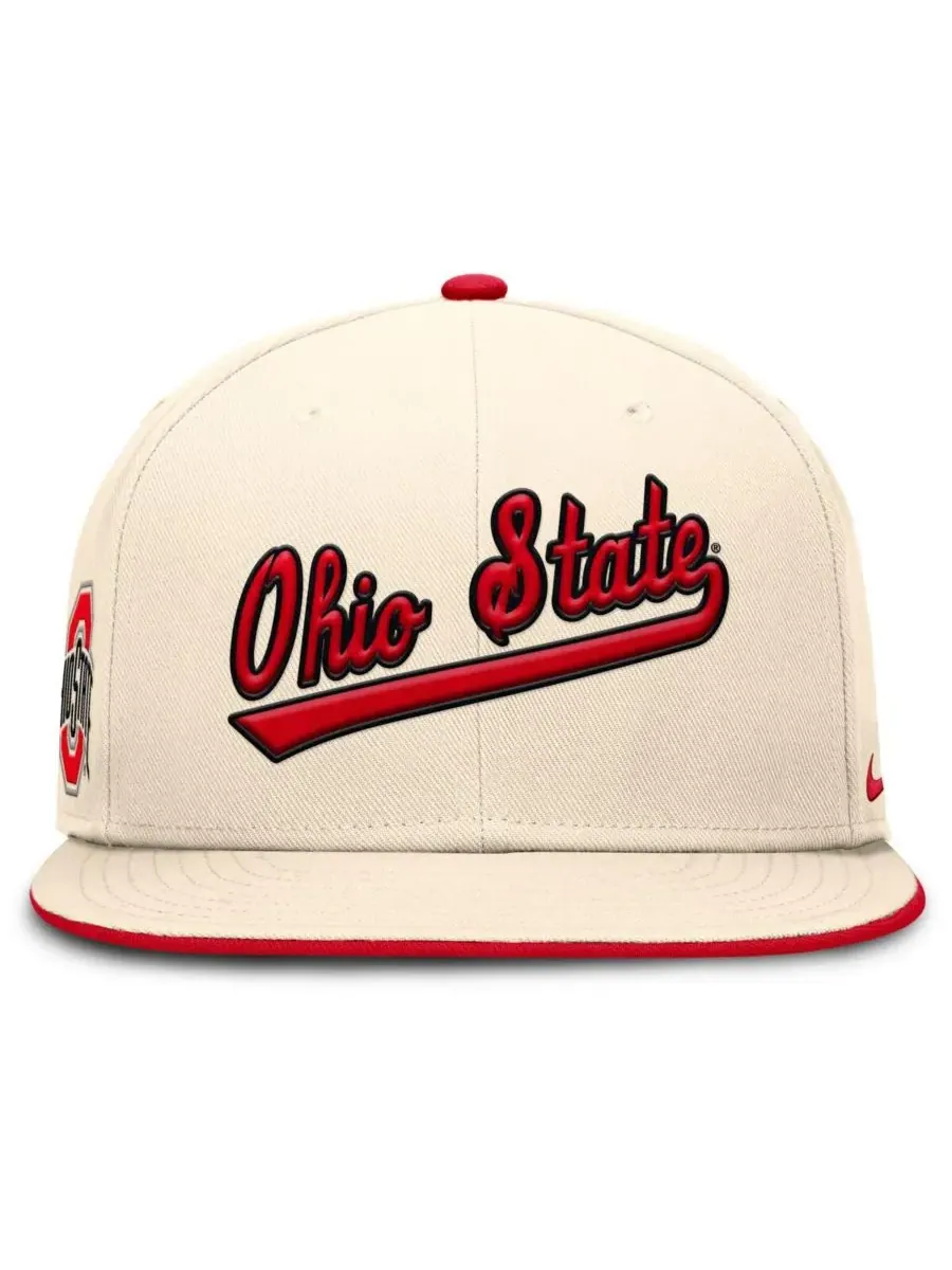 Мужская бейсболка Natural Ohio State Buckeyes Primetime True Performance Fitted Hat Nike — изображение 5 из 5, прозрачный