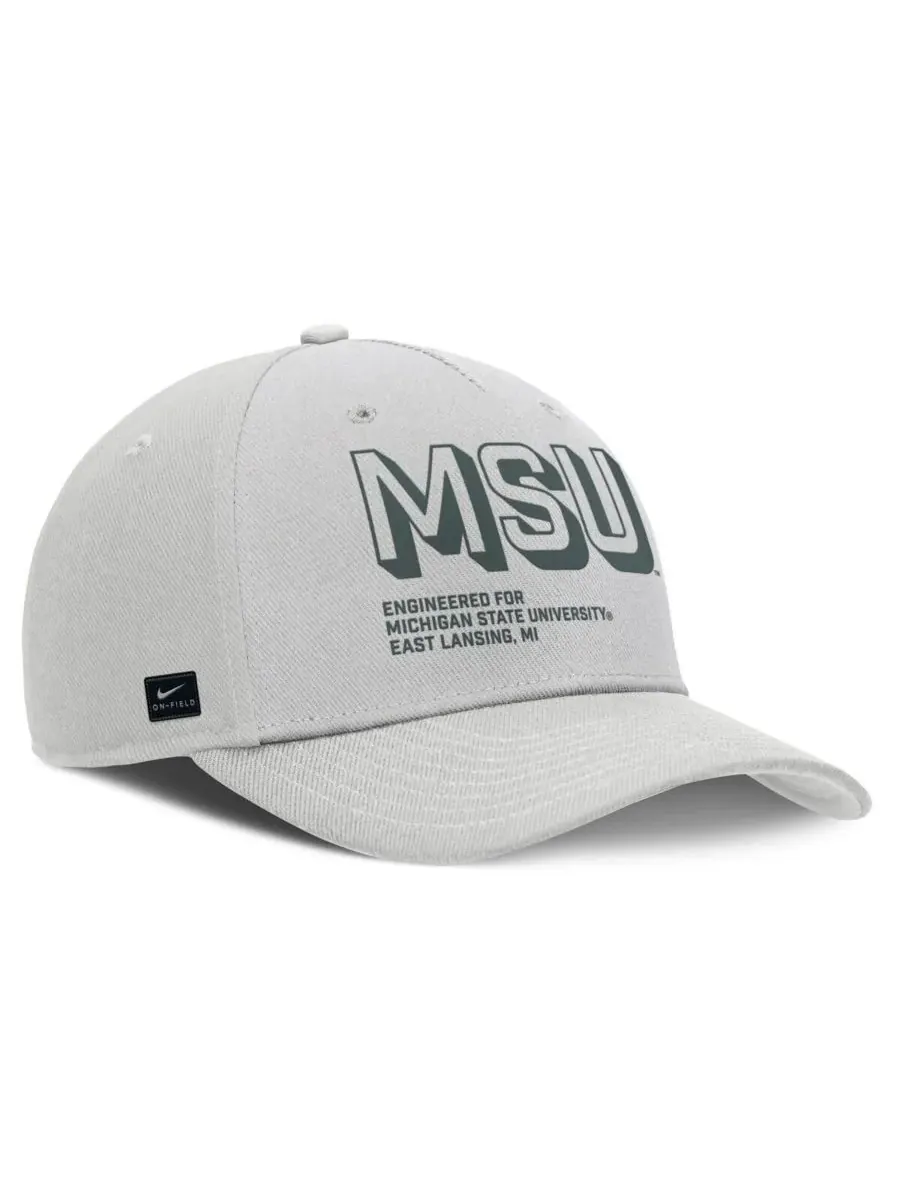 Nike Мужская серая кепка Michigan State Spartans 2025 Sideline Dust с регулируемой высотой и — изображение 3 из 4, серый