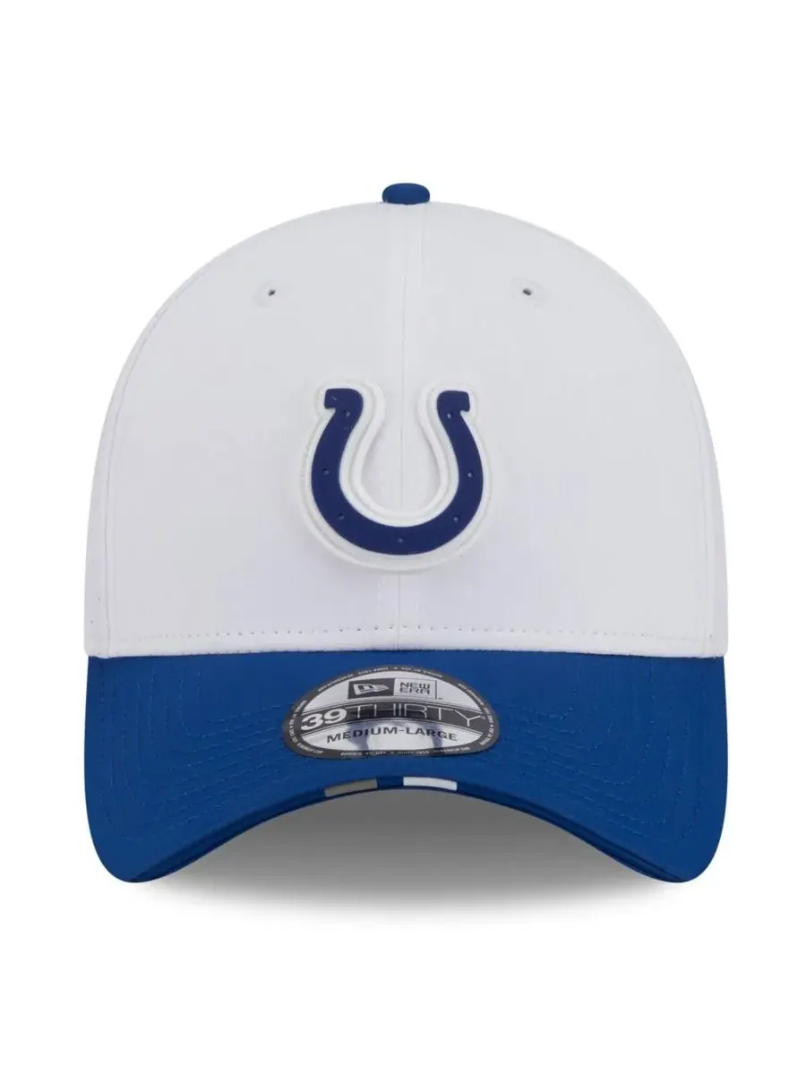 New Era Мужская кепка White/Royal Indianapolis Colts 2025 NFL Training Camp 39THIRTY Flex Hat — изображение 2 из 4, белый