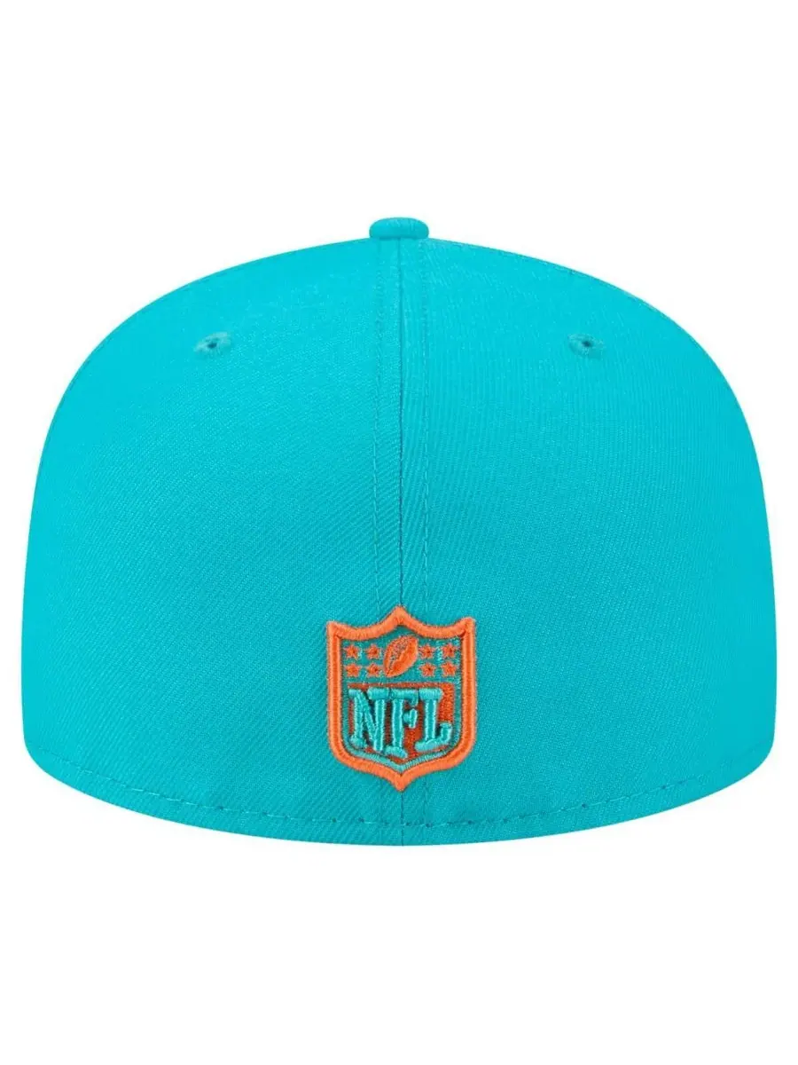 Мужская кепка Aqua Miami Dolphins Oversized 59FIFTY Fitted Hat New Era — изображение 2 из 5, голубой