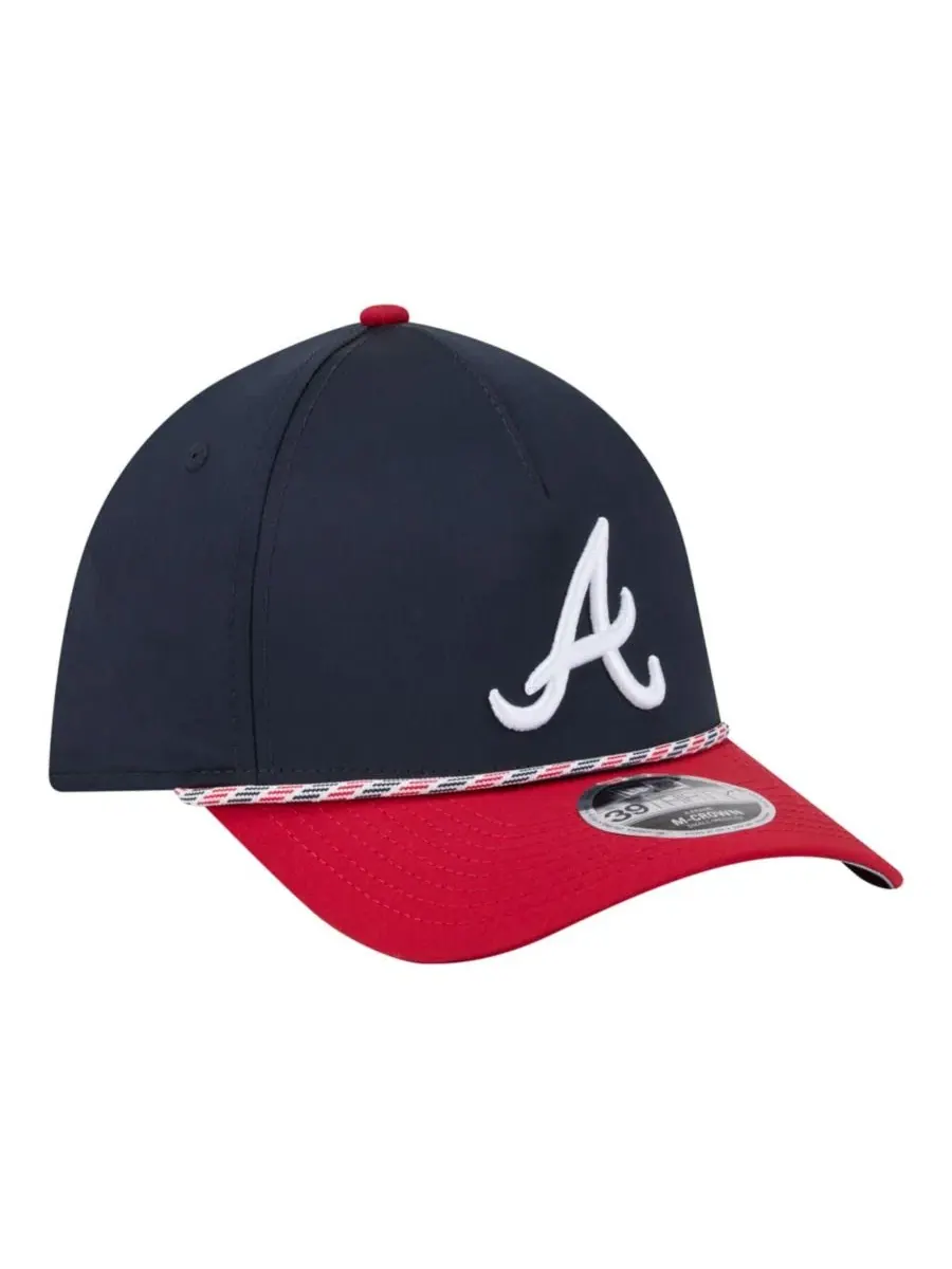 Кепка New Era Atlanta Braves Rope M-Crown A-Frame 39THIRTY Flex — изображение 4 из 5, темно-синий красный