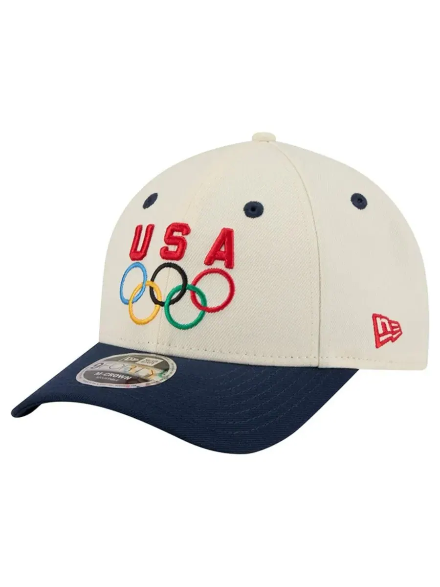 Бейсболка с вышивкой USA и олимпийскими кольцами, модель 9FORTY M-Crown New Era — изображение 1 из 5, кремовый темно-синий