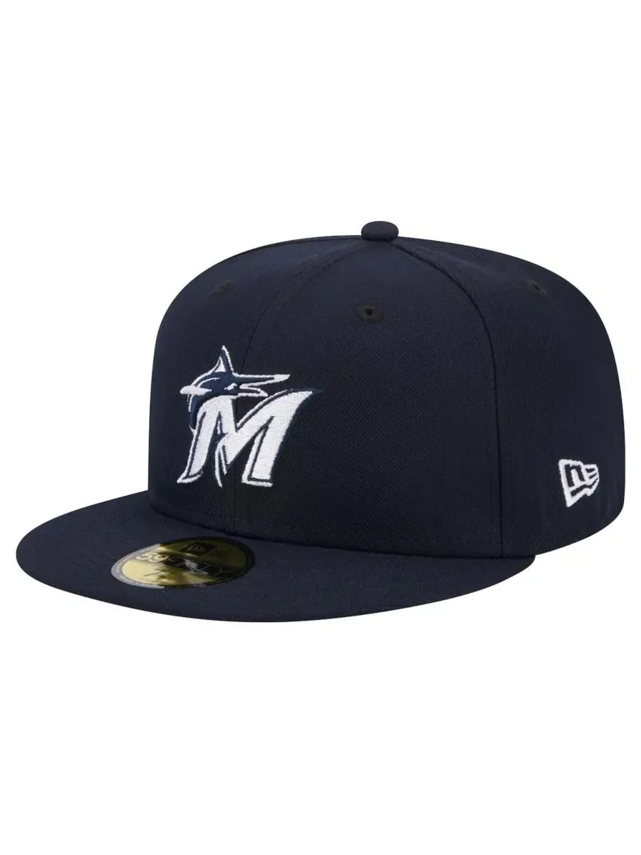 Кепка с вышивкой Miami Marlins New Era — изображение 1 из 4, темно-синий