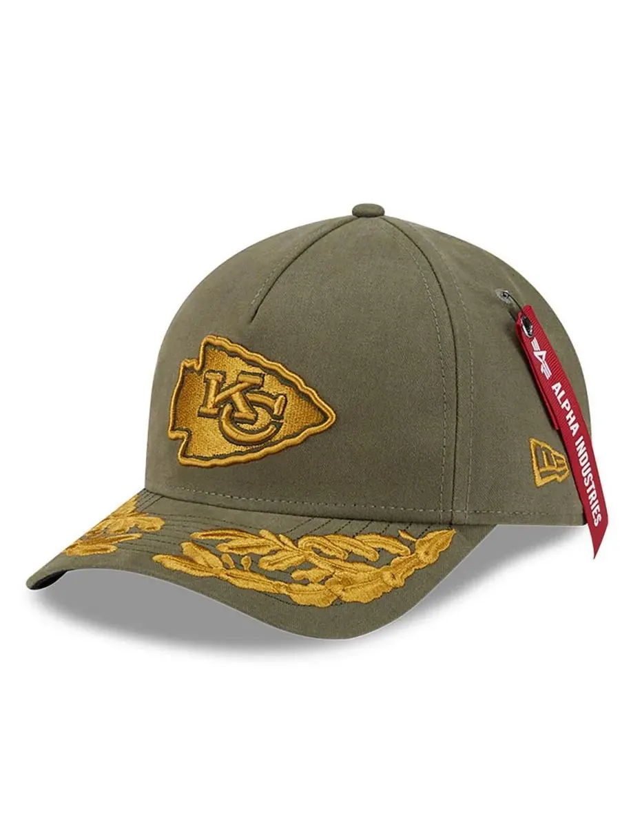 New Era Мужская регулируемая кепка Alpha Industries A-Frame 9FORTY цвета оливкового дерева с — изображение 1 из 4, оливковый