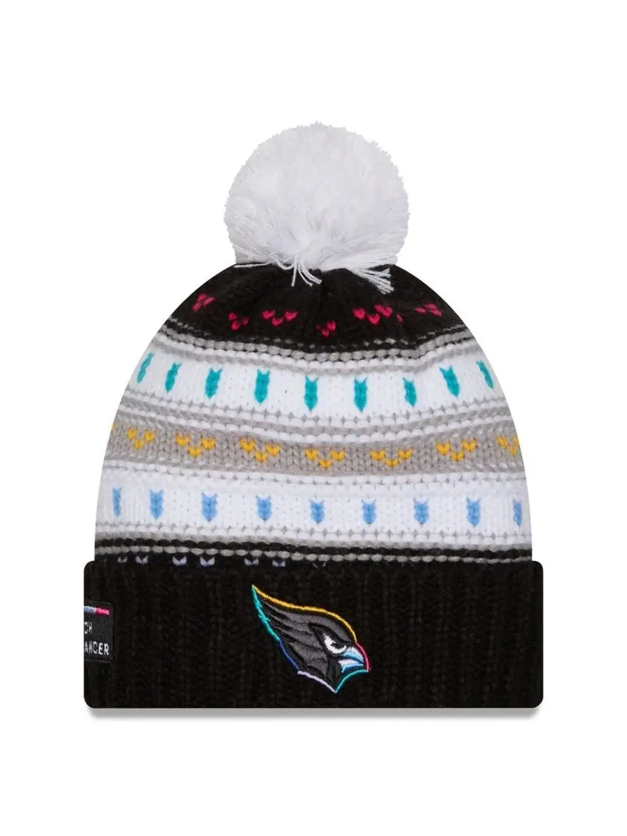 New Era Женская черная вязаная шапка с помпоном Arizona Cardinals 2025 NFL Crucial Catch с отворотом — изображение 1 из 2