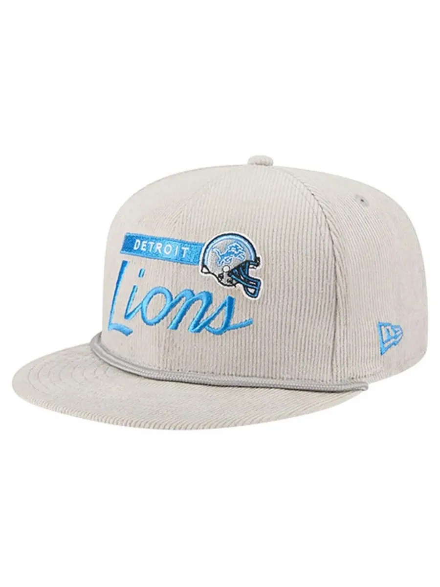 New Era Мужская серая вельветовая кепка Detroit Lions 9FIFTY с регулируемой застежкой — изображение 1 из 5, серый