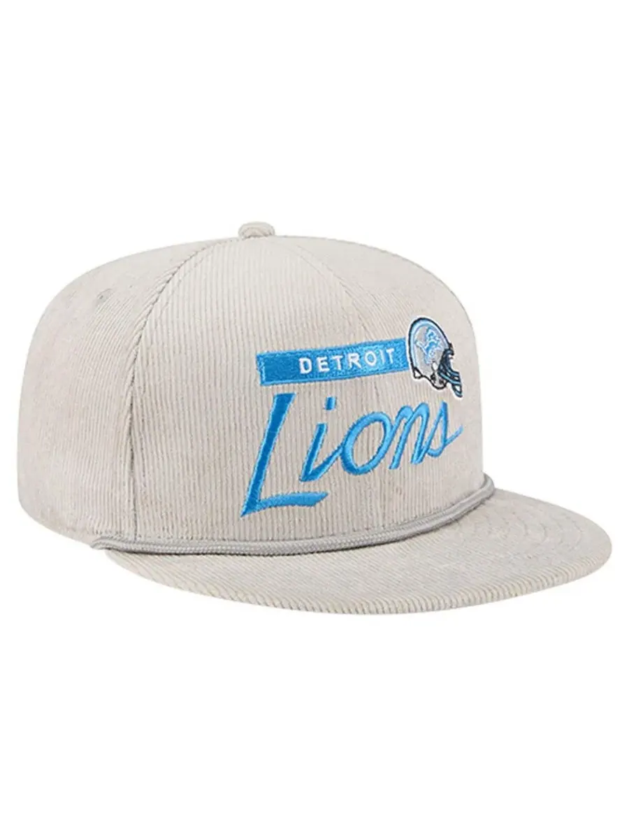 New Era Мужская серая вельветовая кепка Detroit Lions 9FIFTY с регулируемой застежкой — изображение 4 из 5, серый