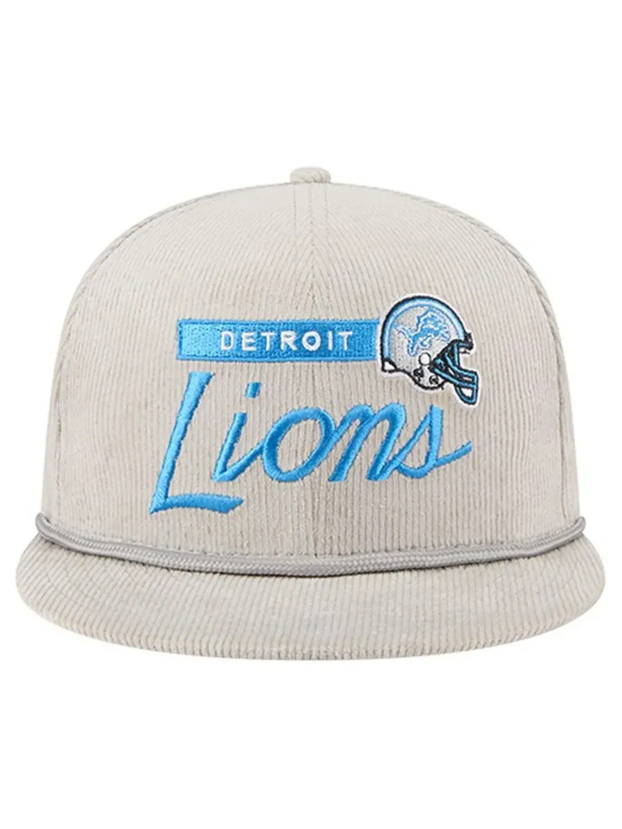 New Era Мужская серая вельветовая кепка Detroit Lions 9FIFTY с регулируемой застежкой — изображение 5 из 5, серый