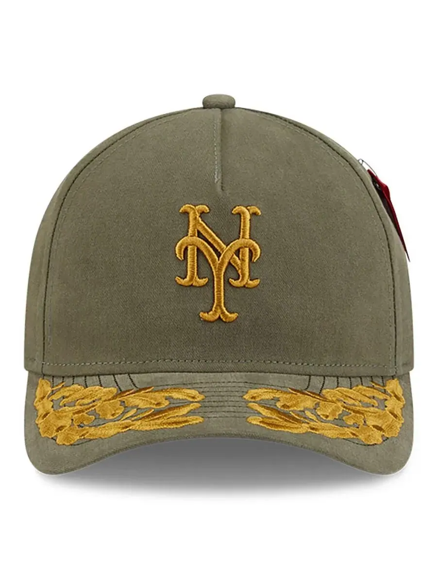 New Era Мужская кепка New York Mets A-Frame 9FORTY с регулируемым размером — изображение 2 из 4, оливковый