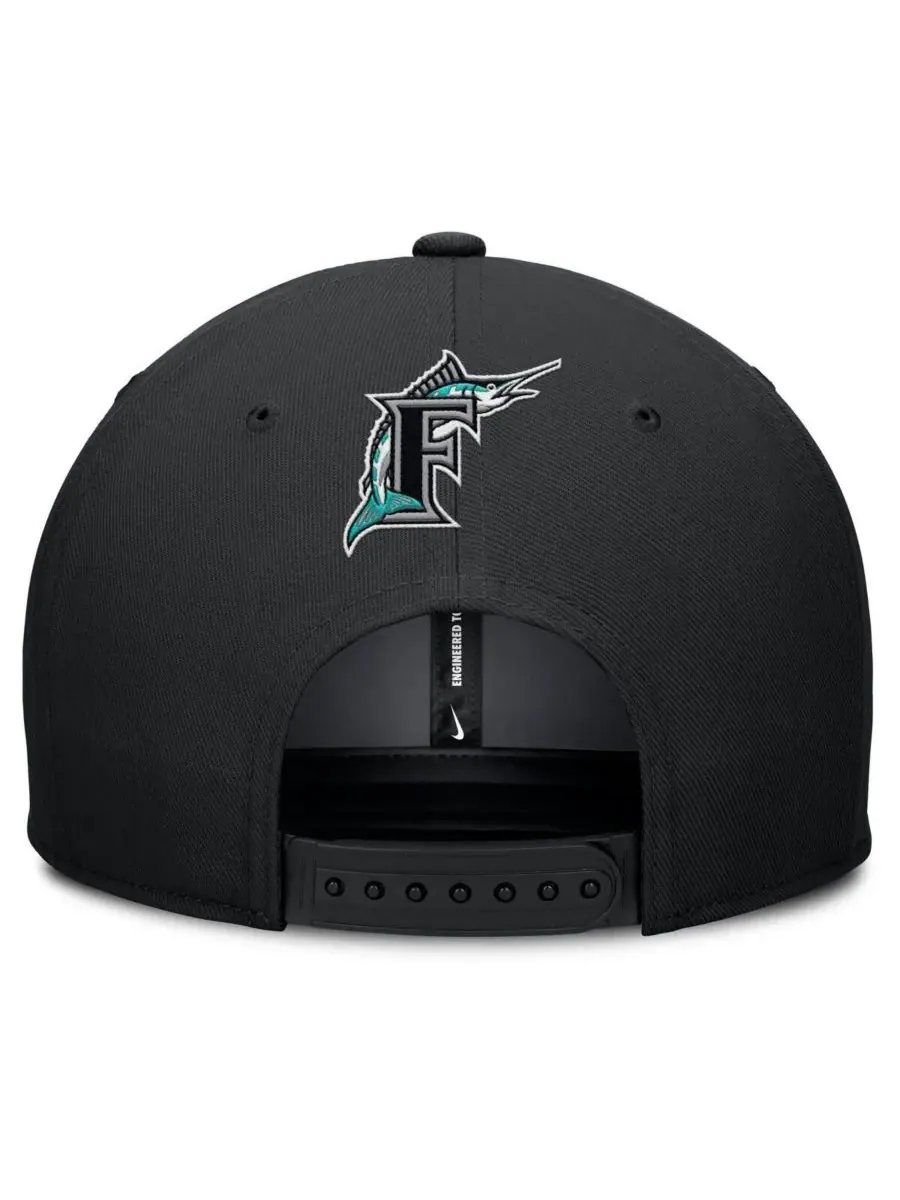 Nike Мужская серо-черная бейсболка Florida Marlins Cooperstown Collection Pro Performance Snapback — изображение 2 из 4