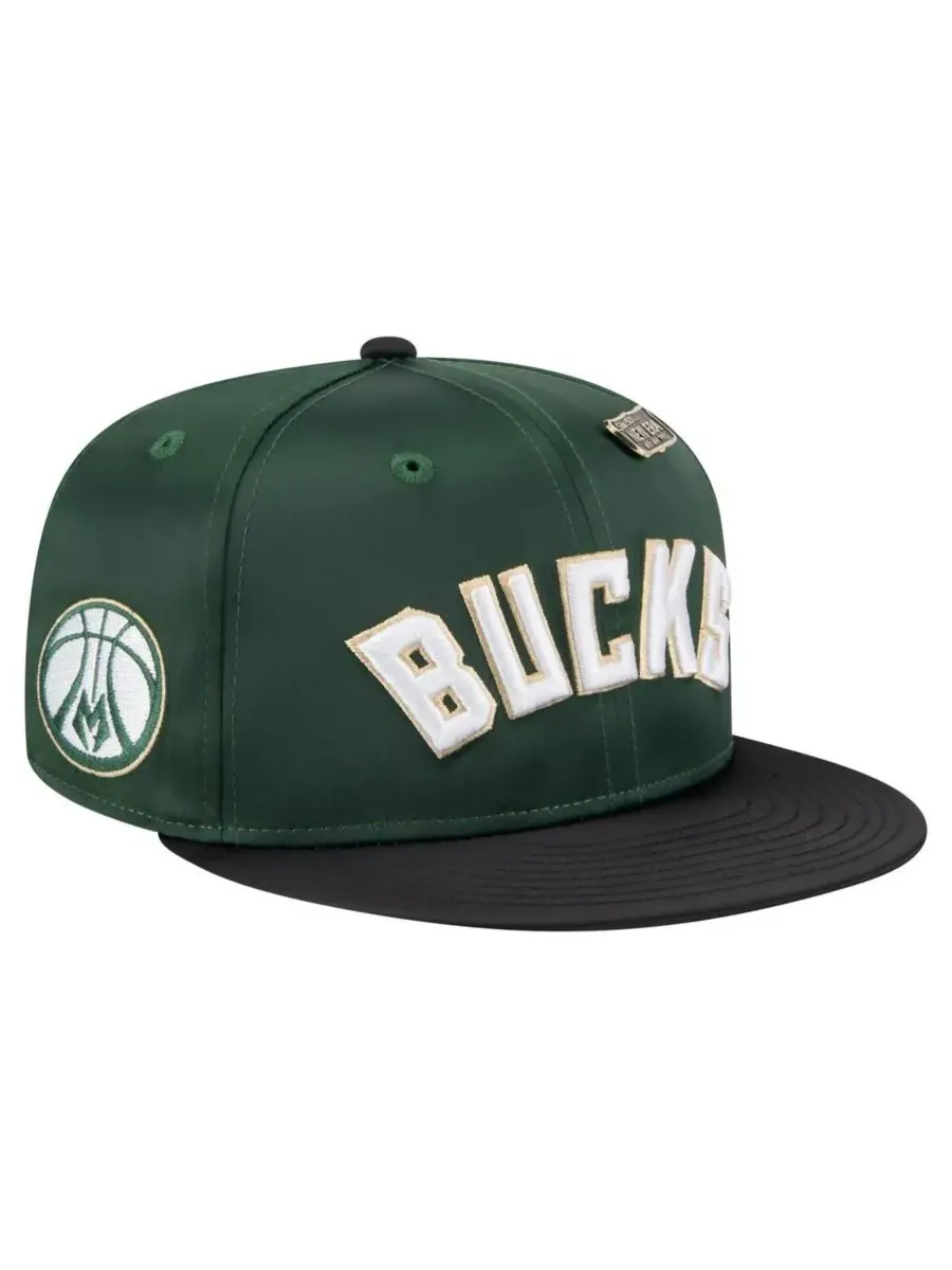 New Era Мужская кепка 59FIFTY в винтажном атласном стиле, темно-зеленая/черная, с двухцветной — изображение 1 из 4