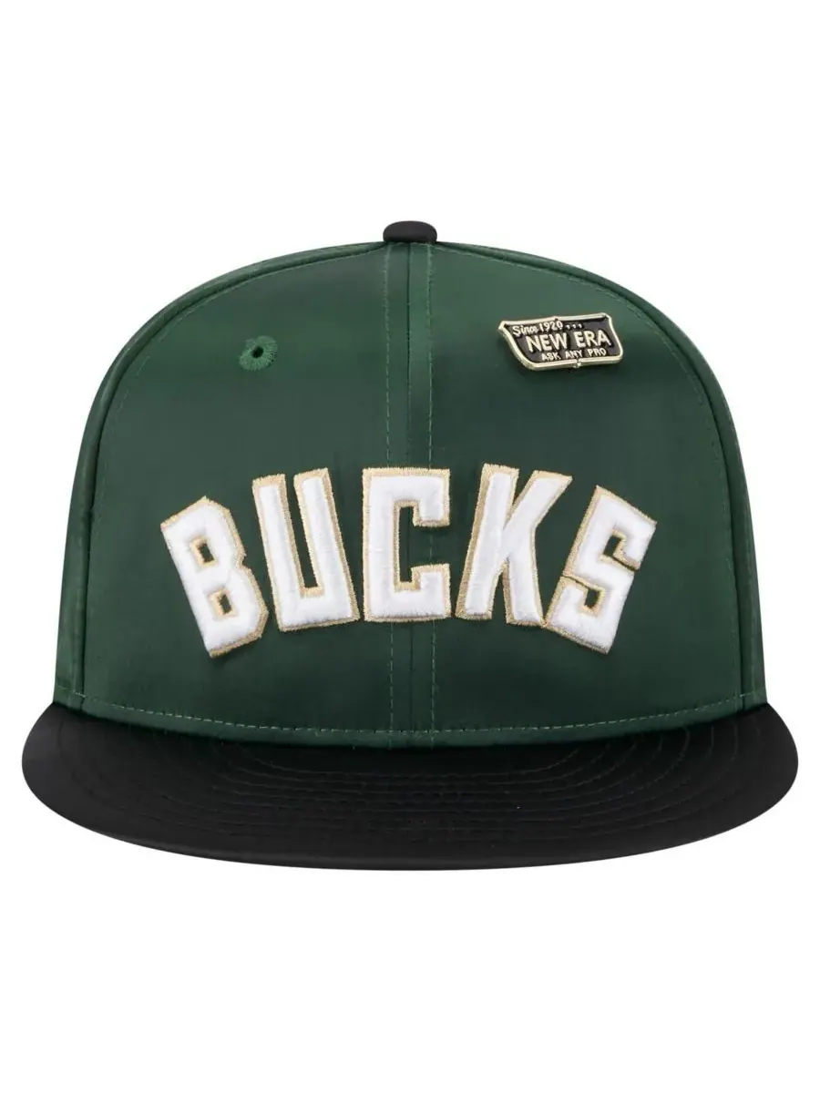 New Era Мужская кепка 59FIFTY в винтажном атласном стиле, темно-зеленая/черная, с двухцветной — изображение 2 из 4