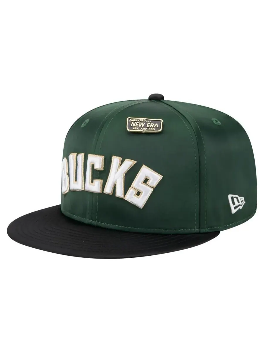 New Era Мужская кепка 59FIFTY в винтажном атласном стиле, темно-зеленая/черная, с двухцветной — изображение 3 из 4