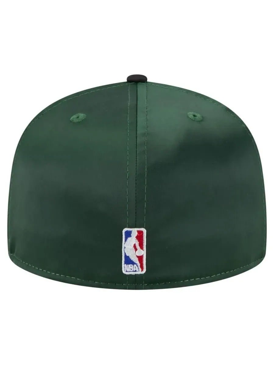 New Era Мужская кепка 59FIFTY в винтажном атласном стиле, темно-зеленая/черная, с двухцветной — изображение 4 из 4