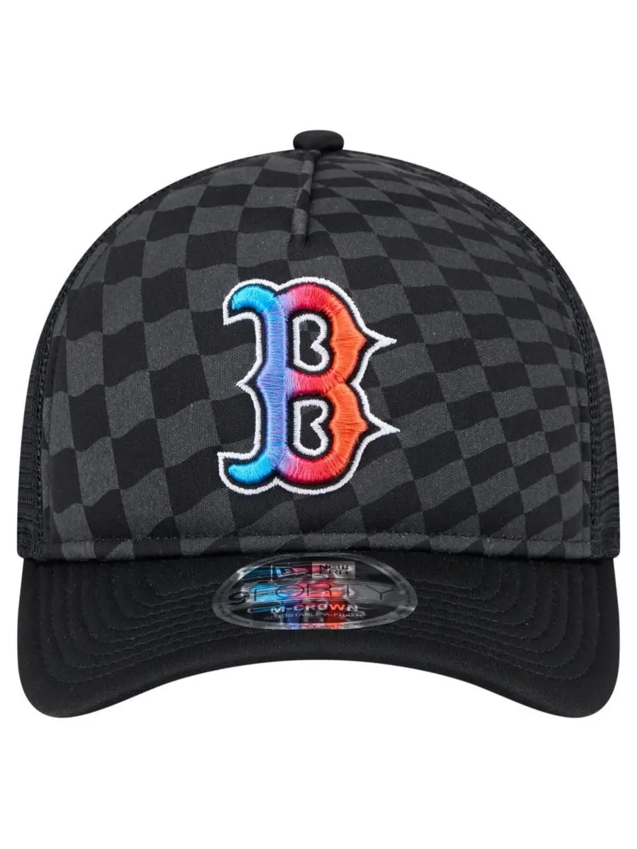 New Era Мужская черная бейсболка Boston Red Sox Gradient 9FORTY A-Frame M-Crown Trucker с — изображение 3 из 4, черный