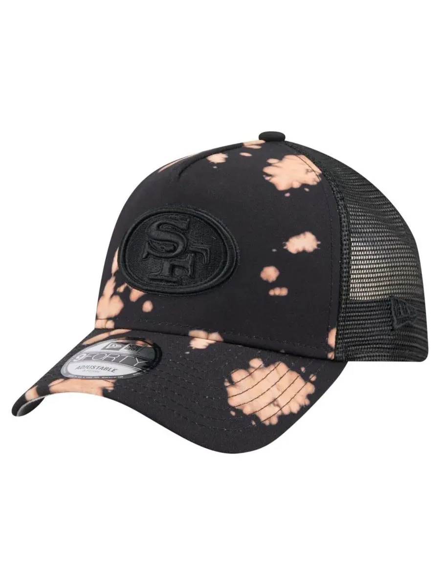 New Era Мужская черная бейсболка San Francisco 49ers Bleached 9FORTY A-Frame с регулируемым размером — изображение 1 из 4