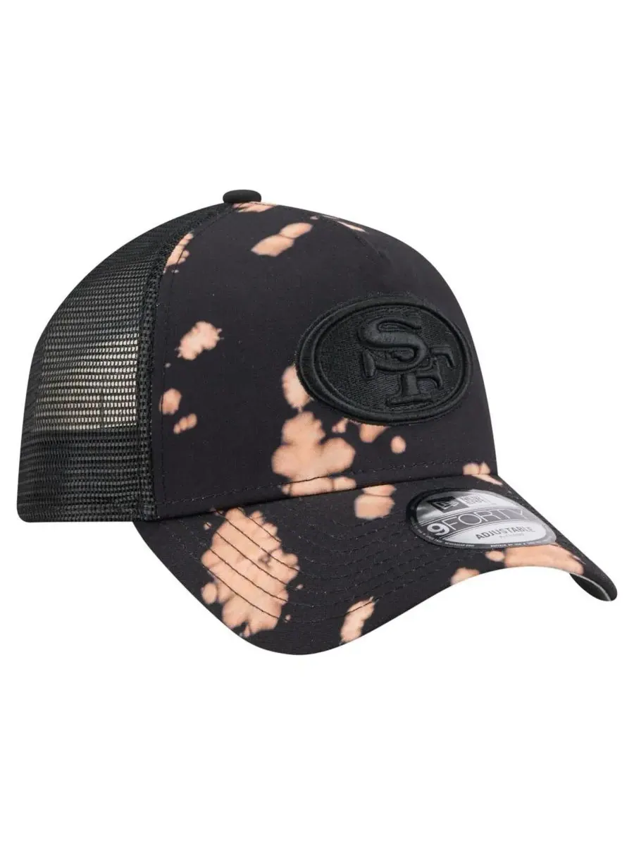New Era Мужская черная бейсболка San Francisco 49ers Bleached 9FORTY A-Frame с регулируемым размером — изображение 3 из 4