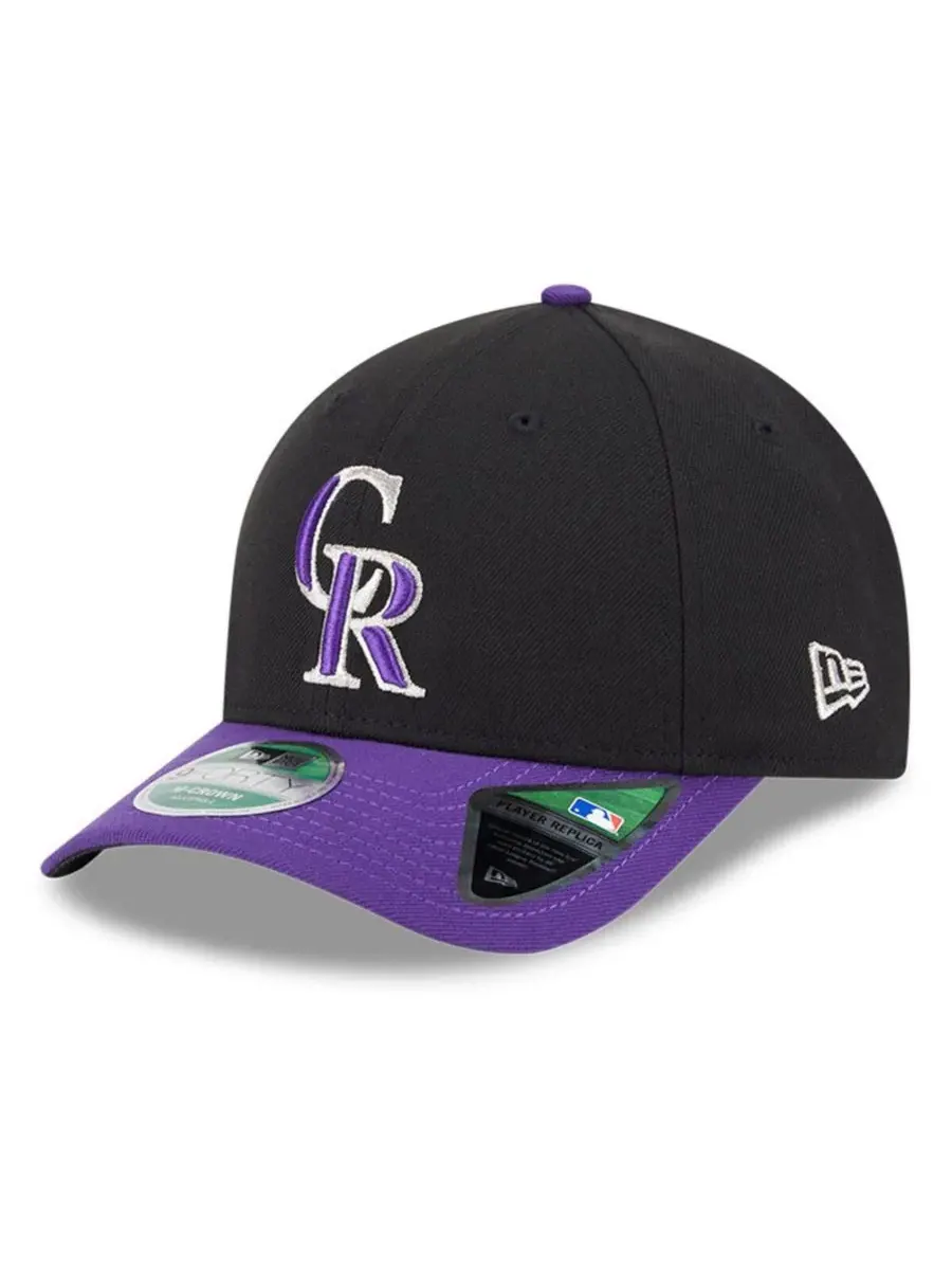 New Era Мужская регулируемая бейсболка Colorado Rockies, черная/фиолетовая, реплика игрока команды — изображение 1 из 5