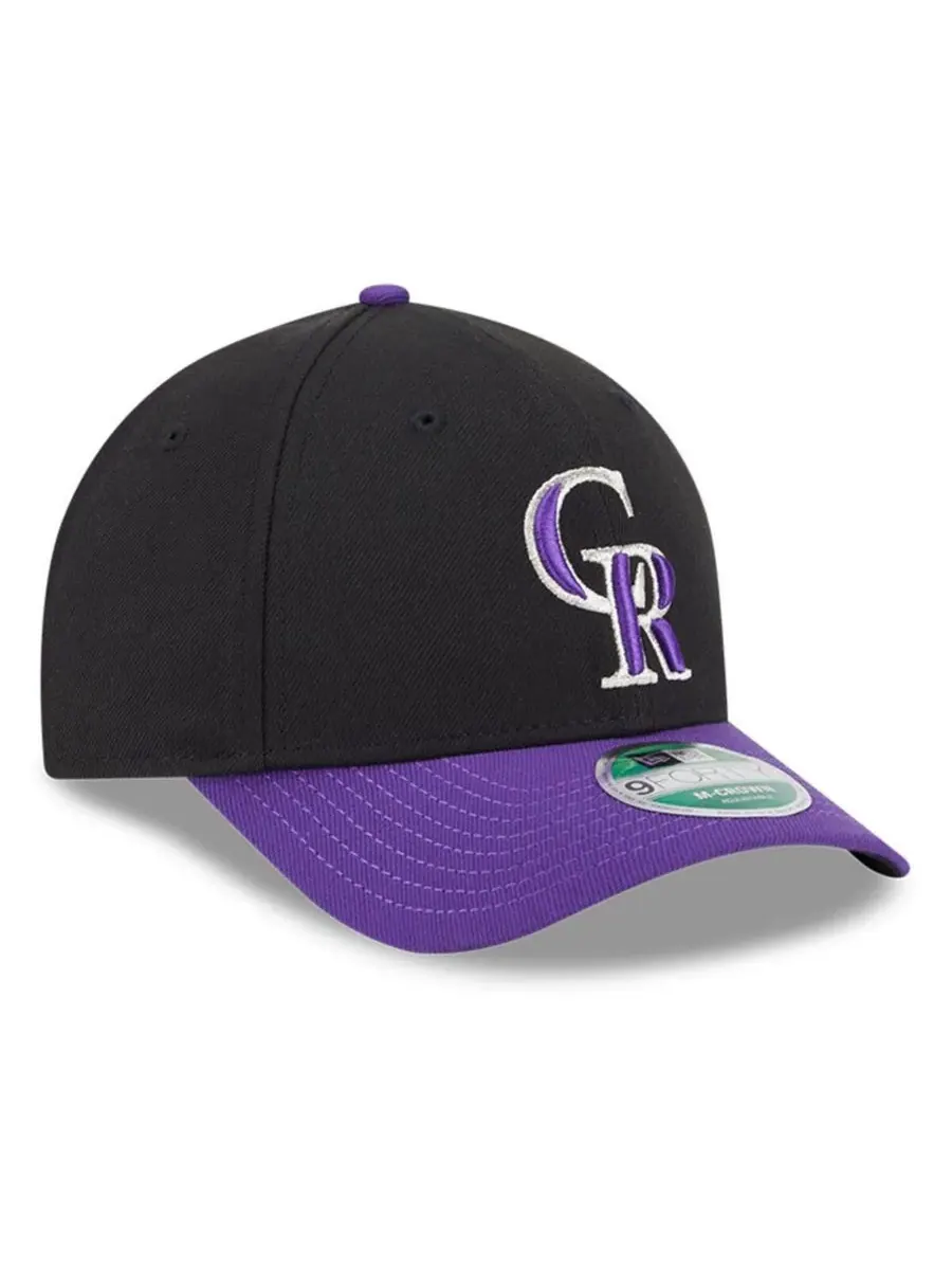 New Era Мужская регулируемая бейсболка Colorado Rockies, черная/фиолетовая, реплика игрока команды — изображение 3 из 5