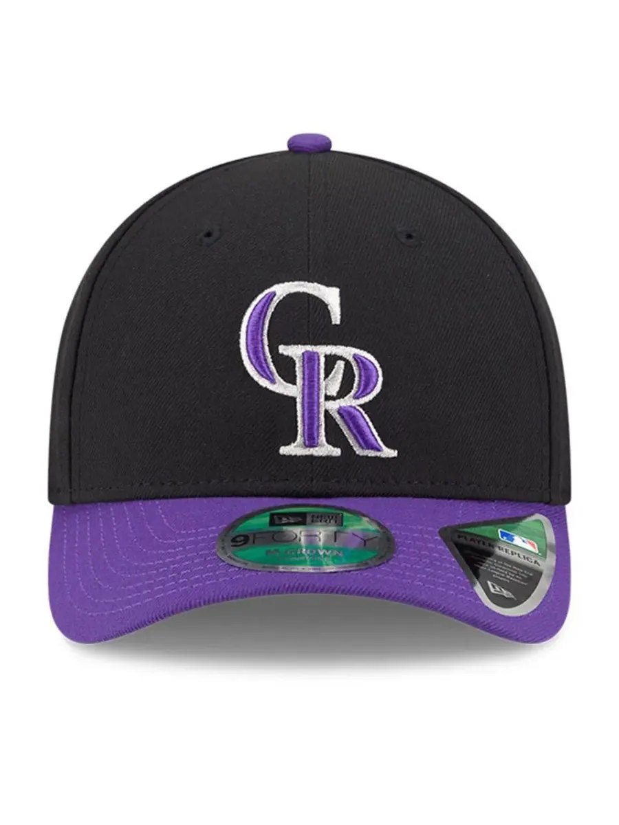 New Era Мужская регулируемая бейсболка Colorado Rockies, черная/фиолетовая, реплика игрока команды — изображение 4 из 5
