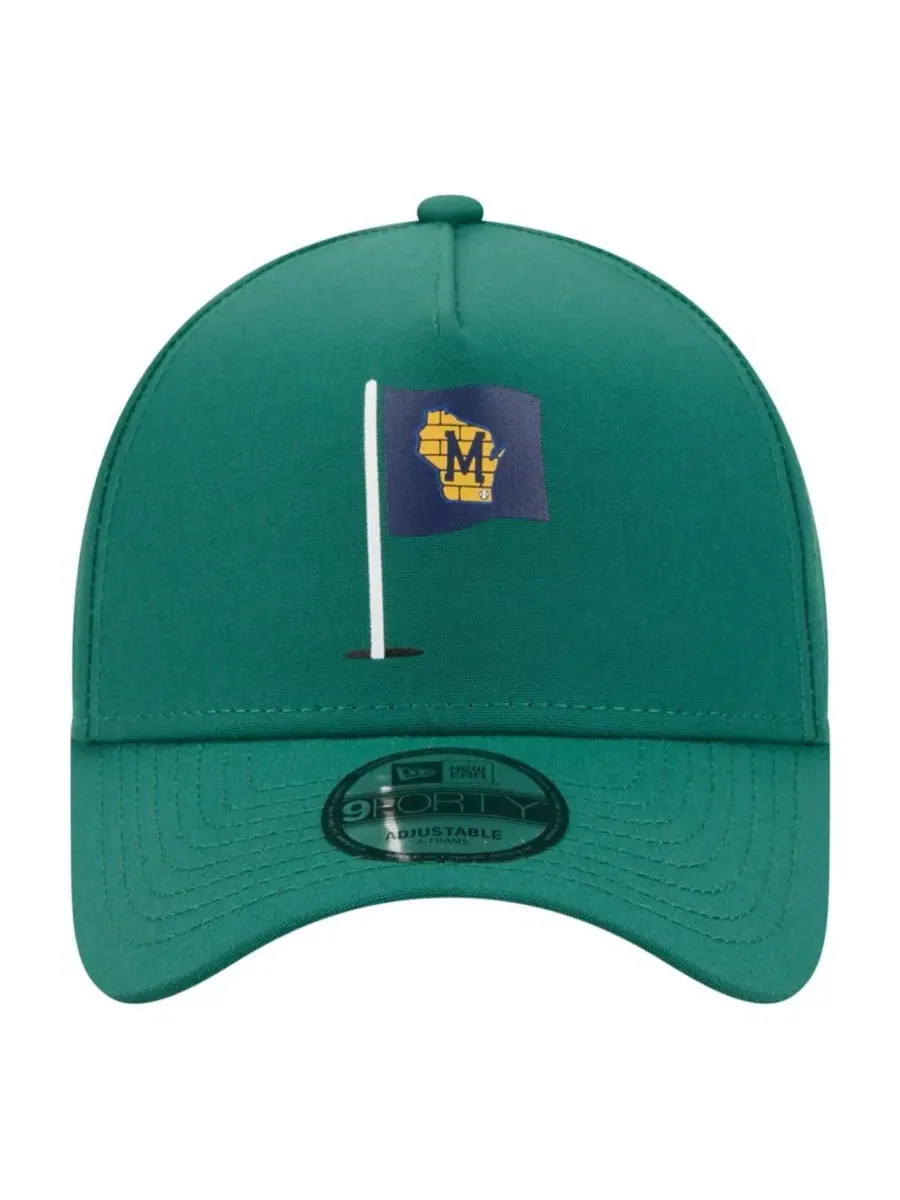 Кепка-бейсболка с принтом Milwaukee Brewers Pin Seeker 9FORTY A-Frame New Era — изображение 5 из 5, зеленый