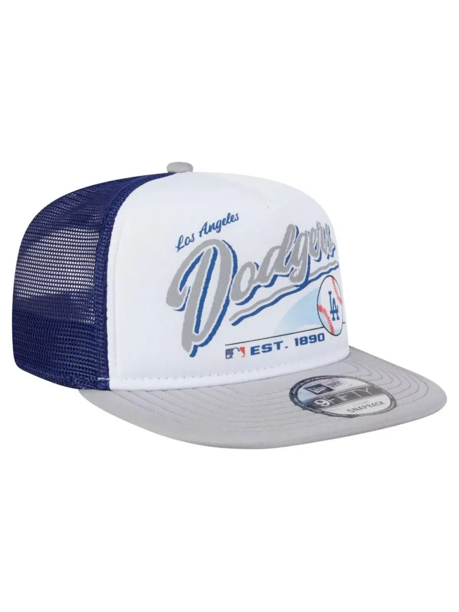 New Era Мужская белая/серая кепка-тракер Los Angeles Dodgers Retro Script Trucker 9FIFTY Snapback — изображение 2 из 4