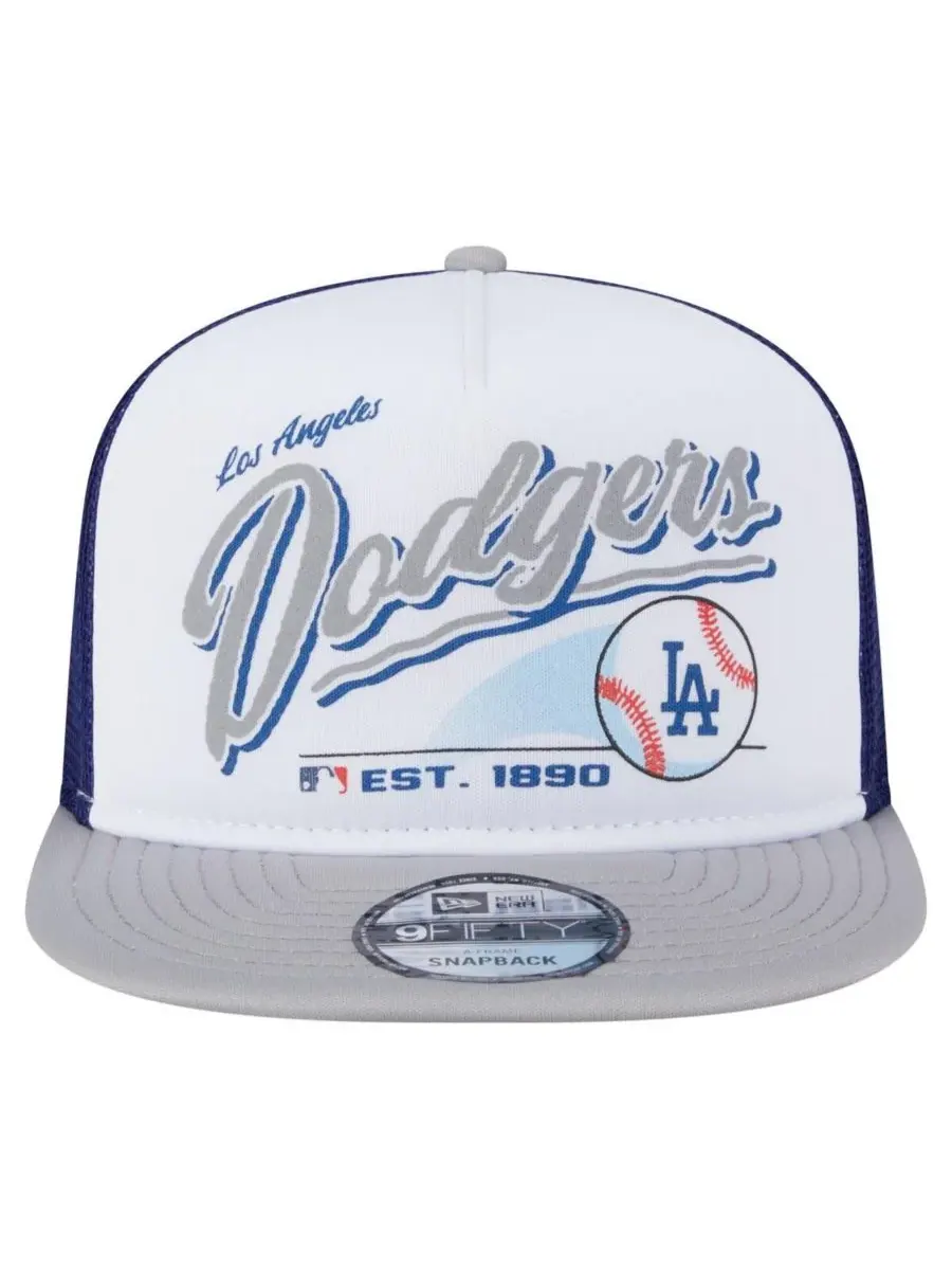 New Era Мужская белая/серая кепка-тракер Los Angeles Dodgers Retro Script Trucker 9FIFTY Snapback — изображение 4 из 4