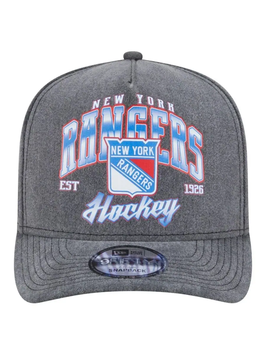 New Era Мужская бейсболка 9FIFTY Snapback цвета угольно-серого с логотипом New York Rangers — изображение 2 из 4, темно-серый