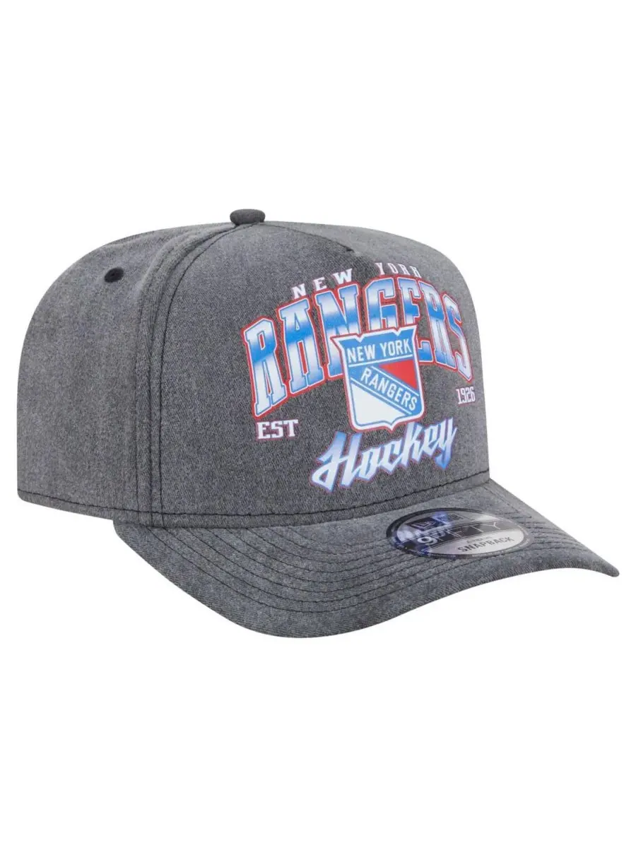 New Era Мужская бейсболка 9FIFTY Snapback цвета угольно-серого с логотипом New York Rangers — изображение 3 из 4, темно-серый