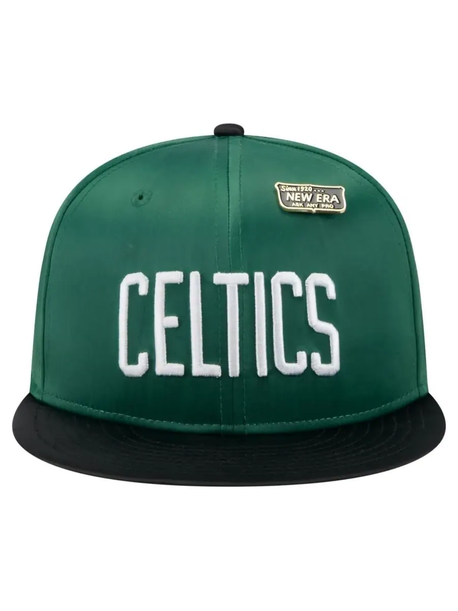 New Era Мужская кепка 59FIFTY в винтажном атласном стиле, двухцветная, зелено-черная, с логотипом — изображение 2 из 4