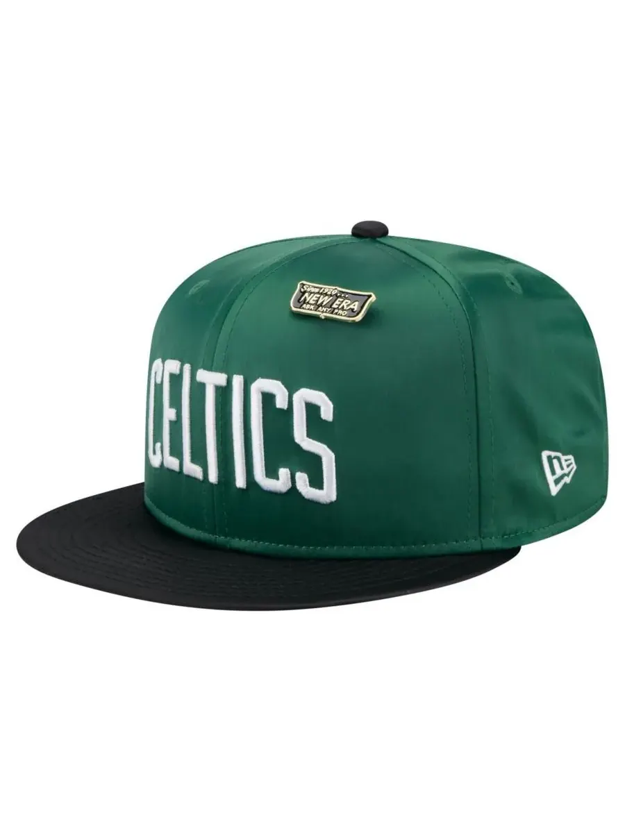 New Era Мужская кепка 59FIFTY в винтажном атласном стиле, двухцветная, зелено-черная, с логотипом — изображение 3 из 4