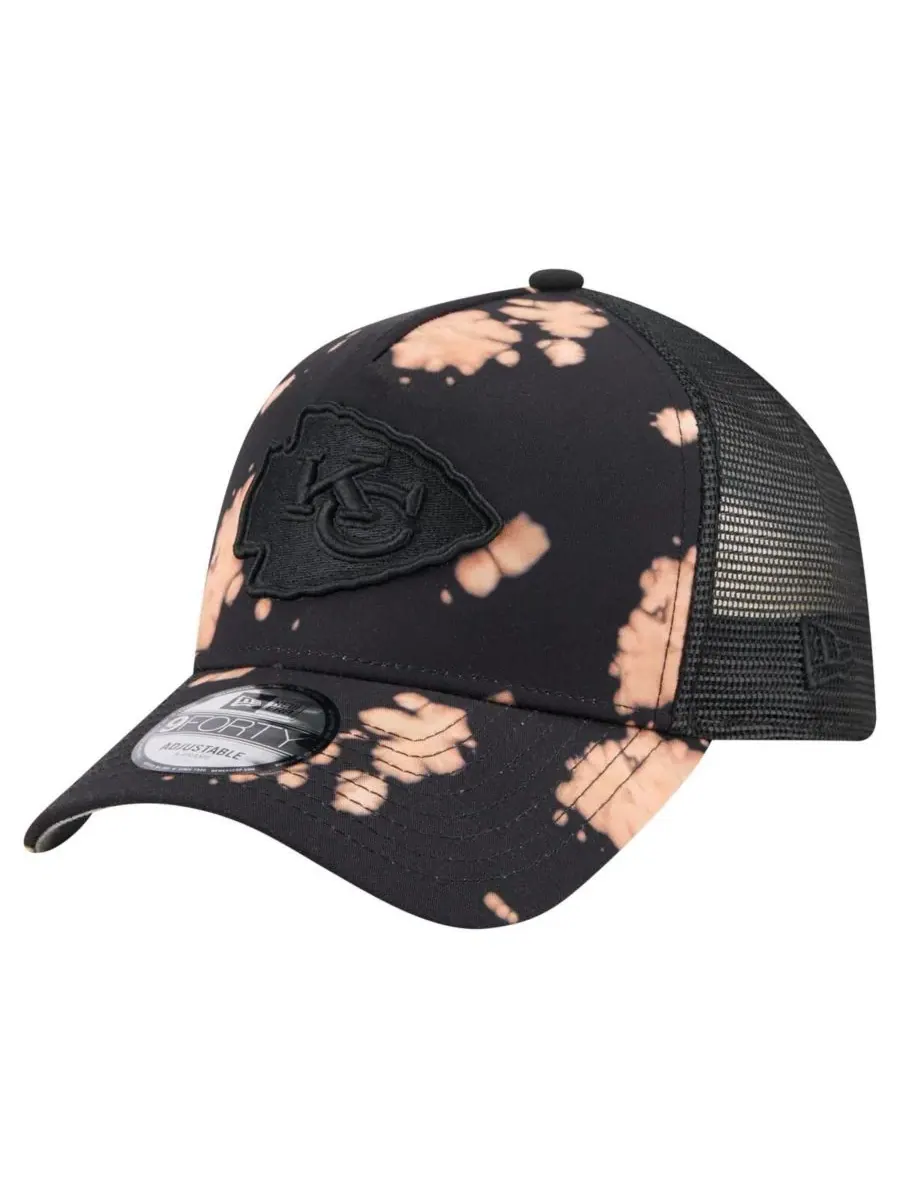 New Era Мужская черная бейсболка Kansas City Chiefs Bleched 9FORTY A-Frame с регулируемой высотой — изображение 1 из 4
