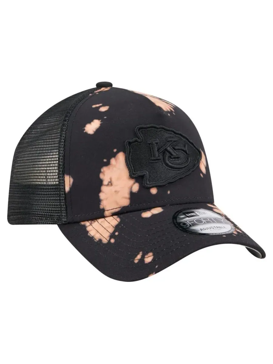 New Era Мужская черная бейсболка Kansas City Chiefs Bleched 9FORTY A-Frame с регулируемой высотой — изображение 3 из 4