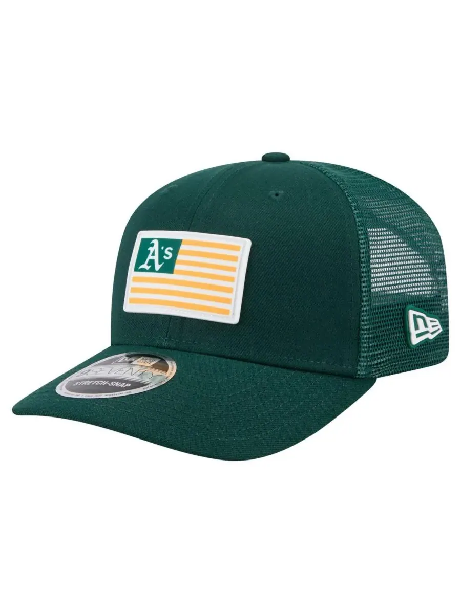 New Era Мужская зеленая спортивная кепка Athletics Flag 9SEVENTY с эластичными застежками — изображение 1 из 5, зеленый