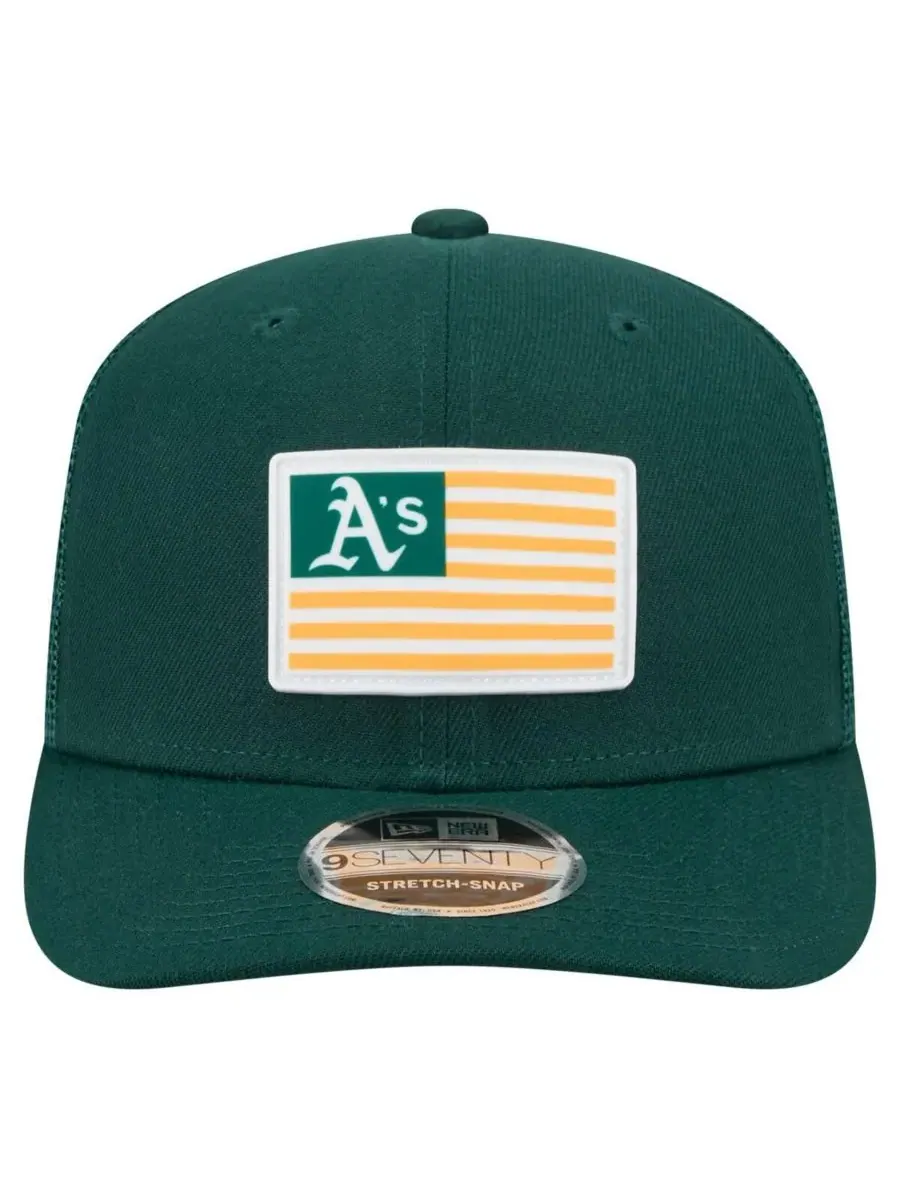 New Era Мужская зеленая спортивная кепка Athletics Flag 9SEVENTY с эластичными застежками — изображение 2 из 5, зеленый