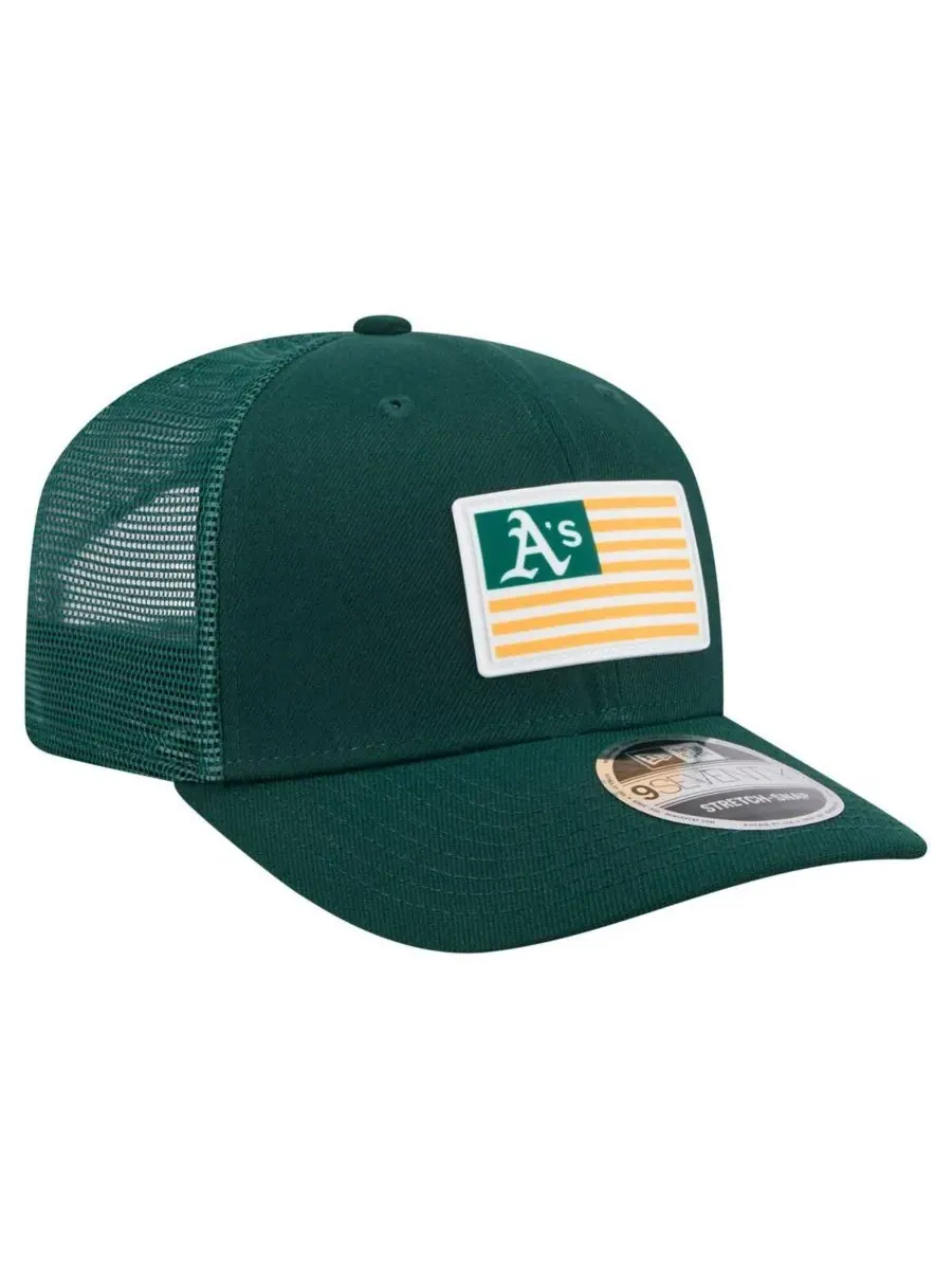 New Era Мужская зеленая спортивная кепка Athletics Flag 9SEVENTY с эластичными застежками — изображение 3 из 5, зеленый