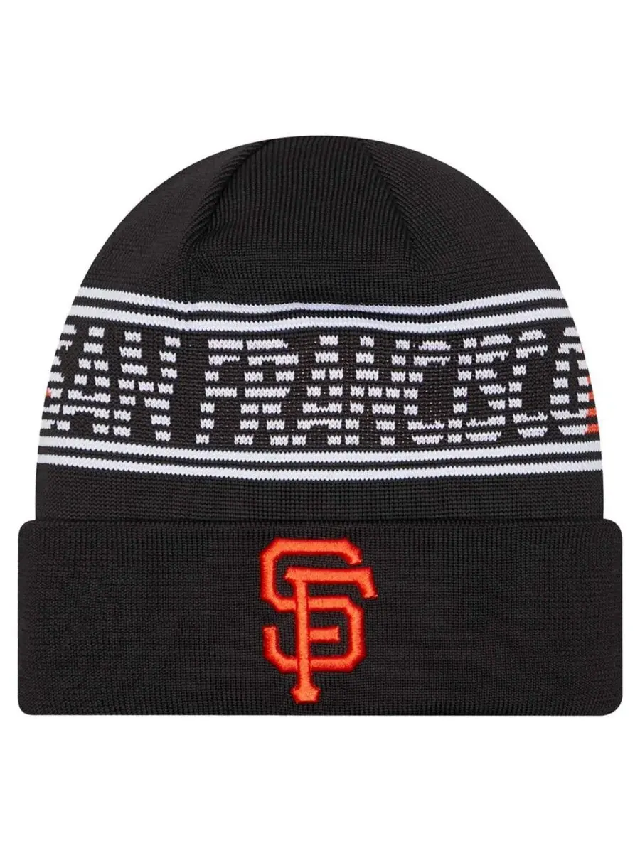 New Era Мужская черная вязаная шапка с отворотом из коллекции San Francisco Giants Authentic — изображение 1 из 2, черный