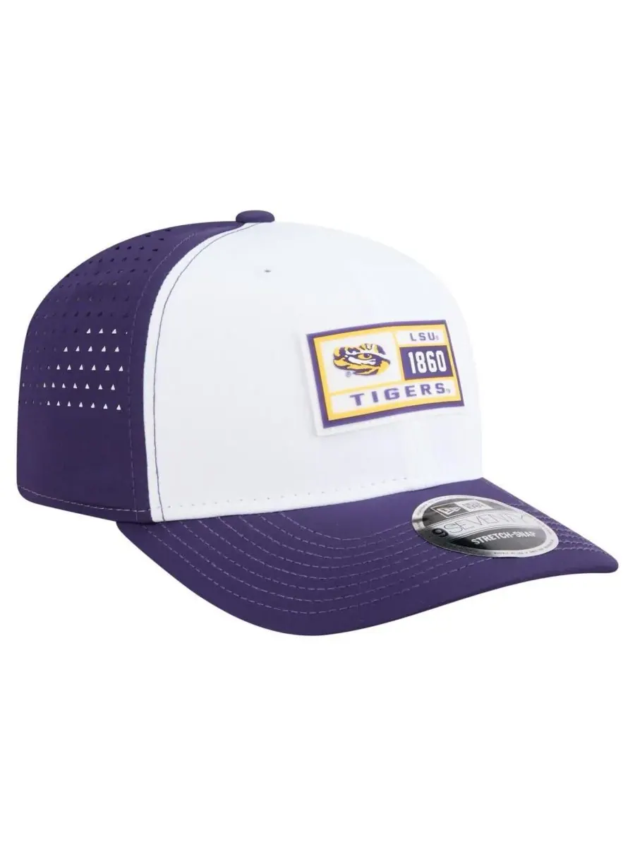 New Era Мужская бело-фиолетовая кепка LSU Tigers с перфорированной нашивкой, регулируемая по высоте — изображение 4 из 5