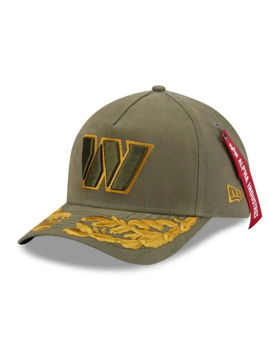 New Era Мужская регулируемая кепка Alpha Industries Washington Commanders A-Frame 9FORTY оливкового — изображение 1 из 4