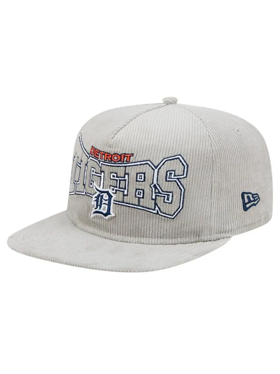 New Era Мужская серая вельветовая кепка-бейсболка Detroit Tigers с регулируемой застежкой — изображение 1 из 4, серый