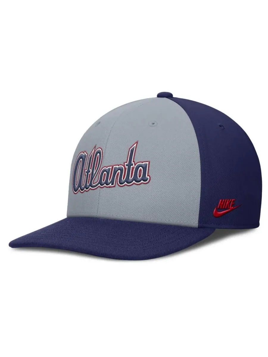 Nike Мужская серая/королевская бейсболка Atlanta Braves Pro Performance с регулируемой застежкой — изображение 3 из 4, серый