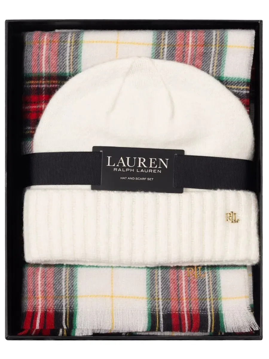 Комплект из вязаной шапки и шарфа с монограммой Lauren Ralph Lauren