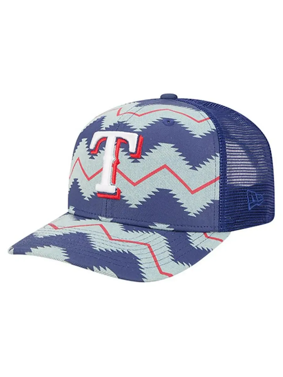 Кепка New Era с принтом в стиле ацтеков, модель 9SEVENTY, Texas Rangers — изображение 1 из 4, джинсовый синий