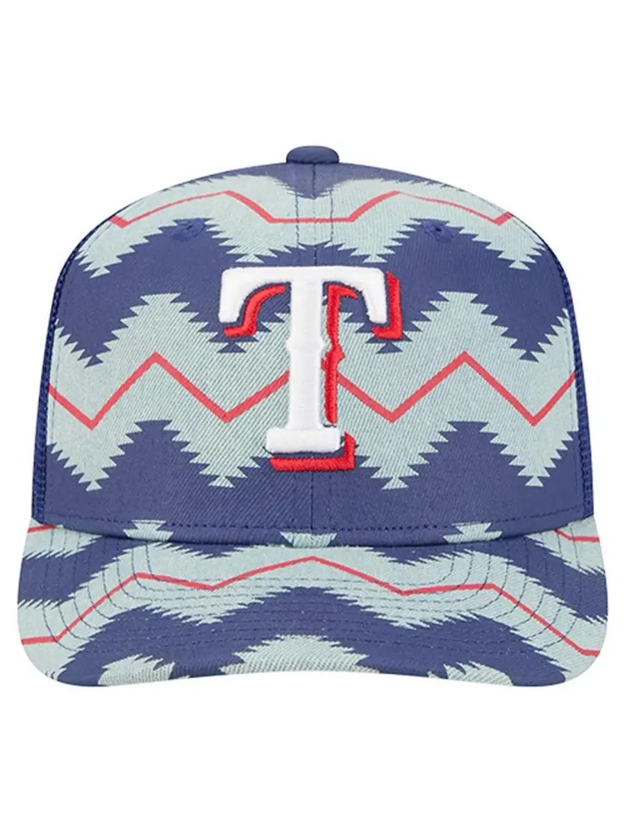 Кепка New Era с принтом в стиле ацтеков, модель 9SEVENTY, Texas Rangers — изображение 2 из 4, джинсовый синий