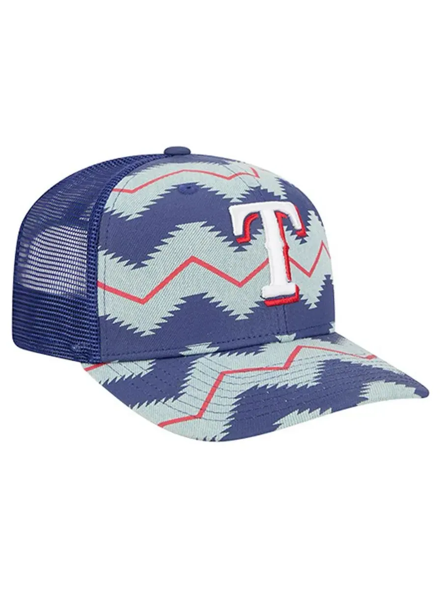Кепка New Era с принтом в стиле ацтеков, модель 9SEVENTY, Texas Rangers — изображение 3 из 4, джинсовый синий