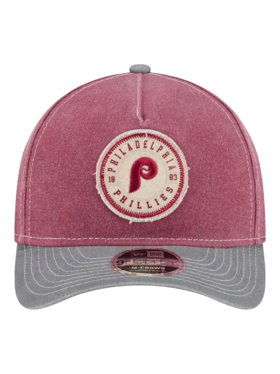 Бейсболка New Era 9FORTY A-Frame с нашивкой Philadelphia Phillies — изображение 2 из 5, бордовый серый