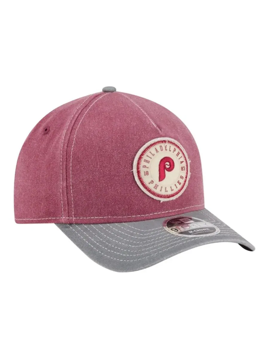 Бейсболка New Era 9FORTY A-Frame с нашивкой Philadelphia Phillies — изображение 3 из 5, бордовый серый